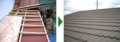 平らな屋根に傾斜をつける施工事例